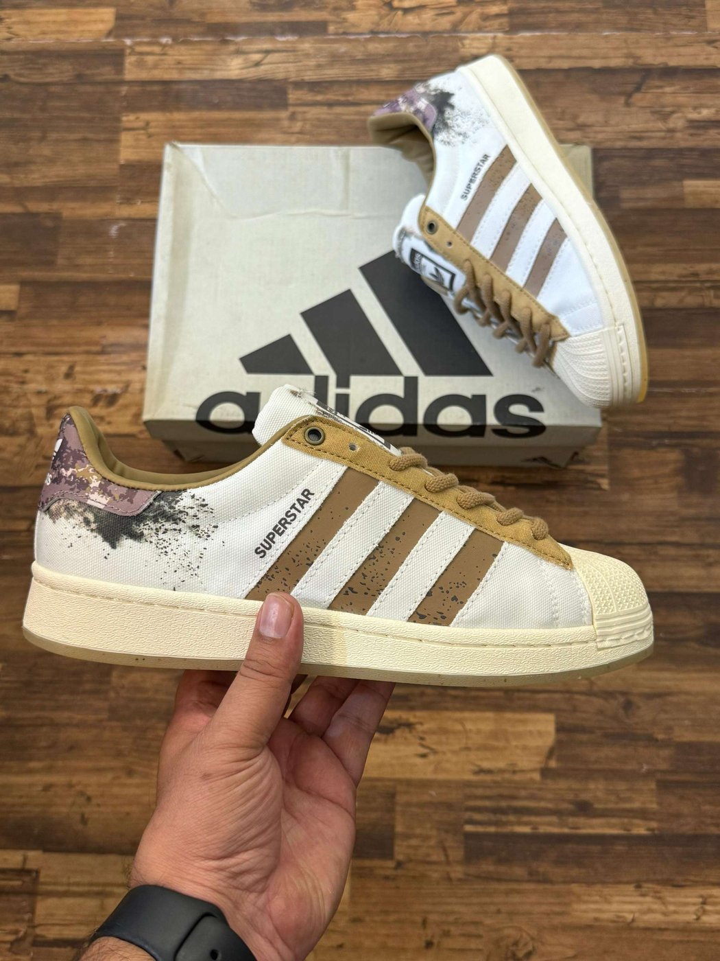 Adidas superstar 'white cardboard splatter'