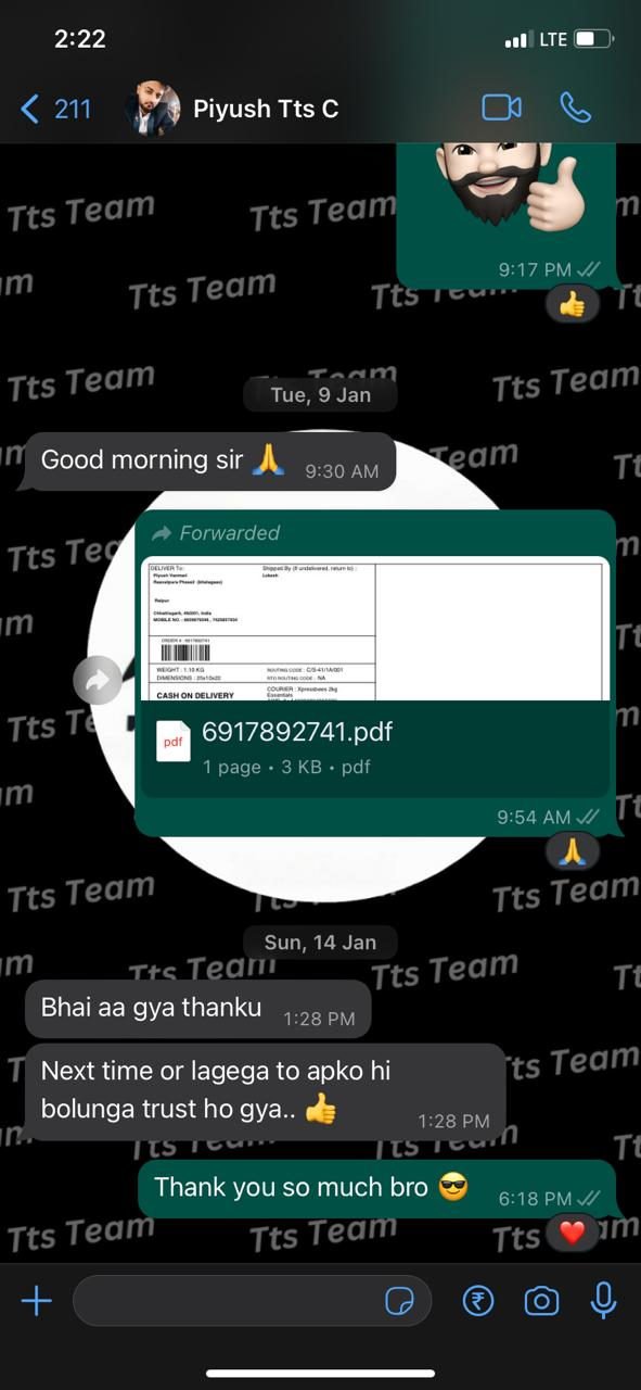 Customer WhatsApp review 20 of 29