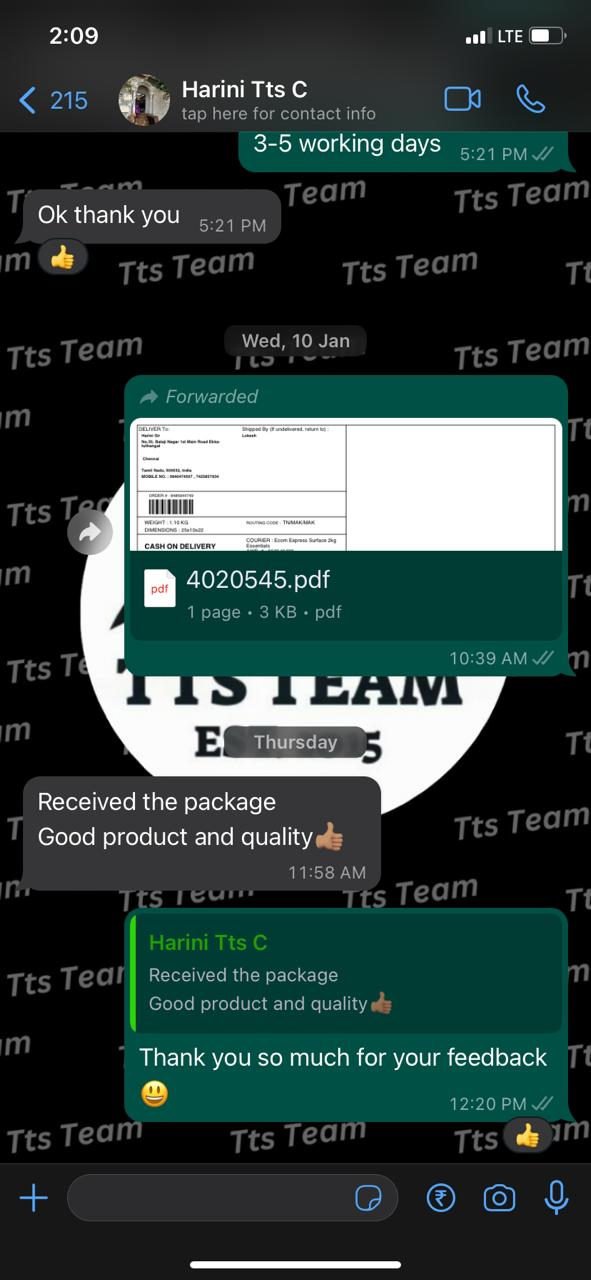 Customer WhatsApp review 24 of 29