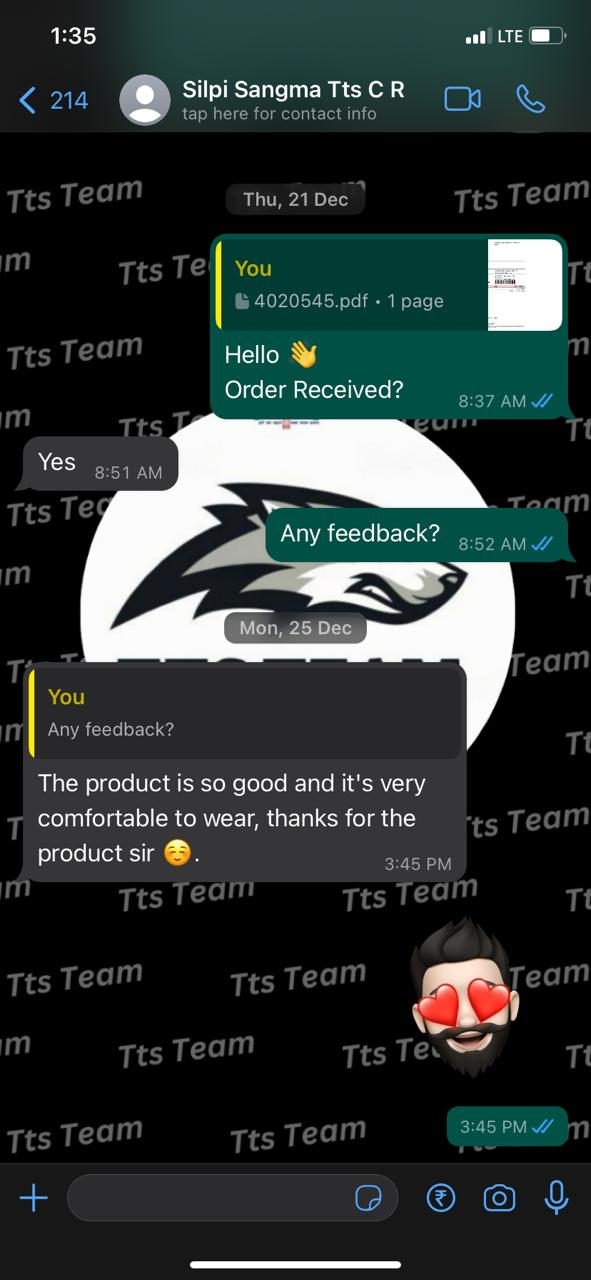 Customer WhatsApp review 26 of 29