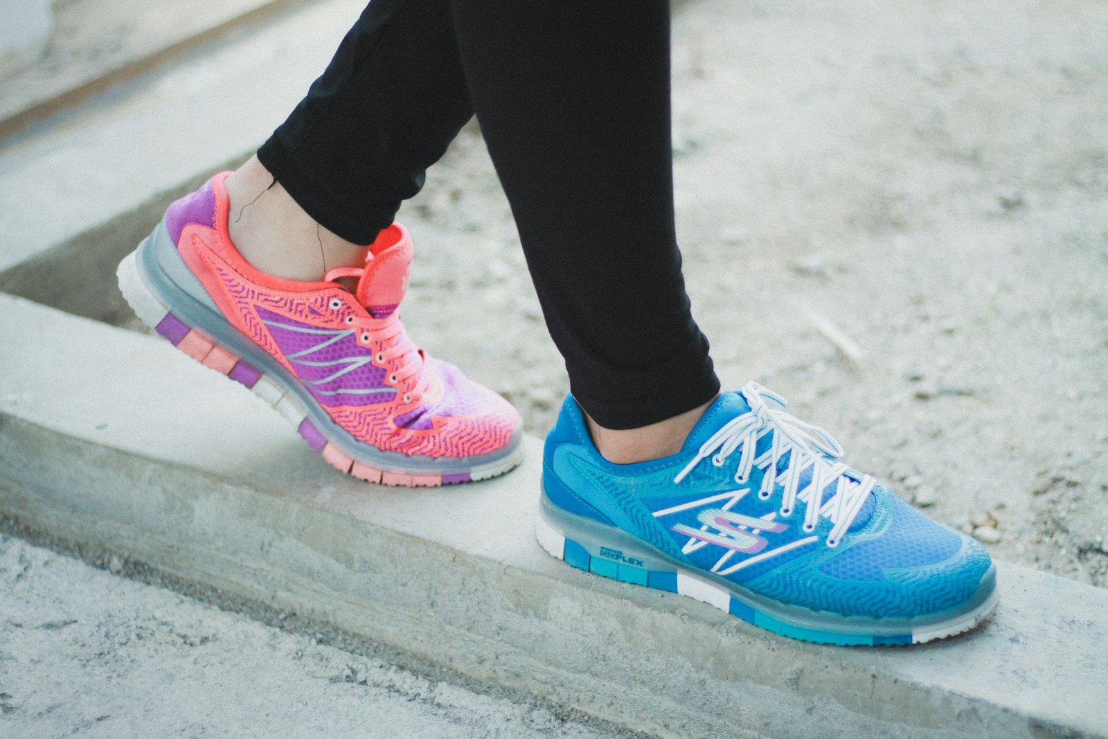 Person wearing comfortable walking shoes outdoors